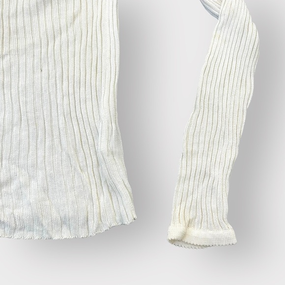 Creazioni Effeci Cream White Ribbed Cardigan w/ Pearl Buttons Girly Coquette - Picture 5 of 5